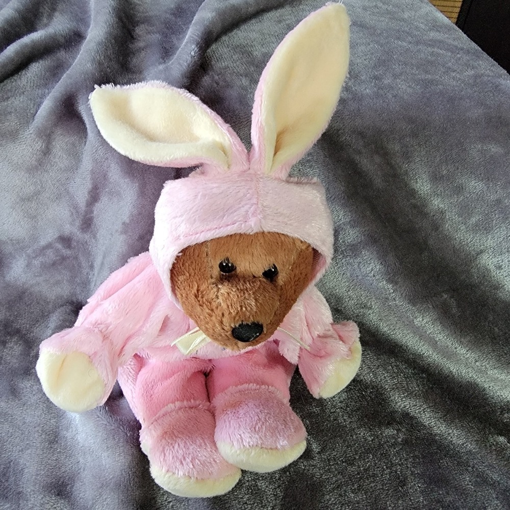 G.A.C. Teddy Bear Kids 12in Pink Excellent Bunny Suit Easter Plush 2001 Vintage